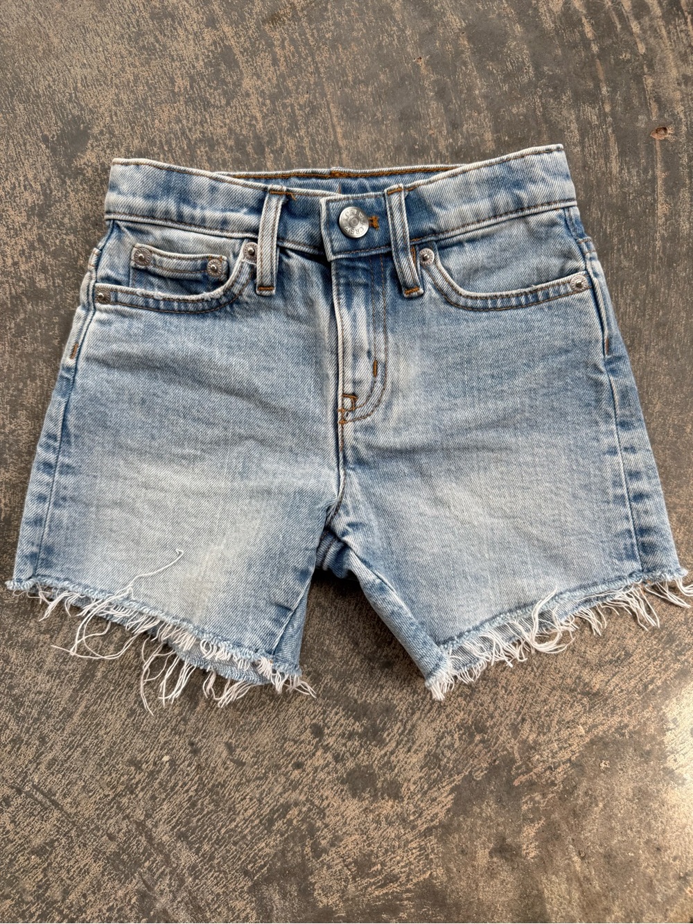 J.Crew Crewcuts Girls Runaround Denim Cutoff Shorts Light Wash Size 4